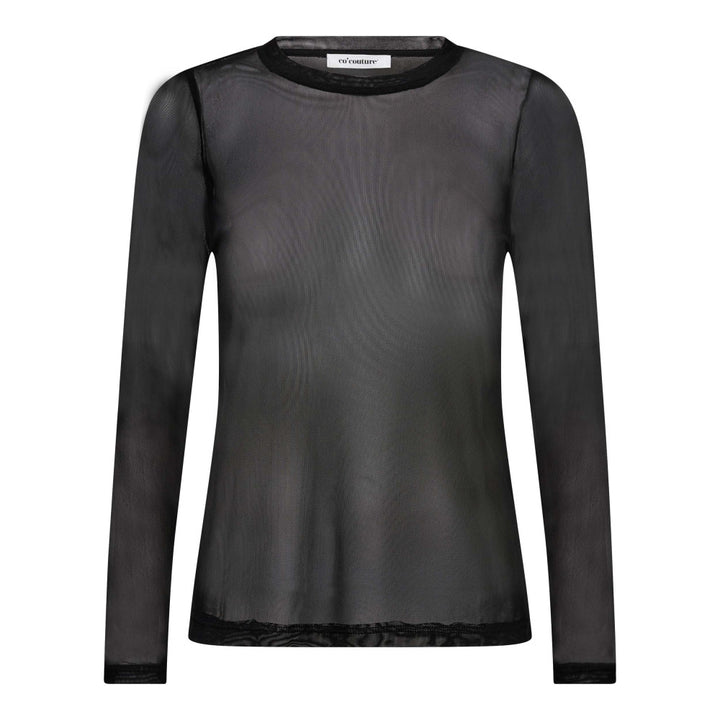 Shirt-Co‘Couture-Mesh-Blouse-O-Neck-Transparent-Langarm-schwarz