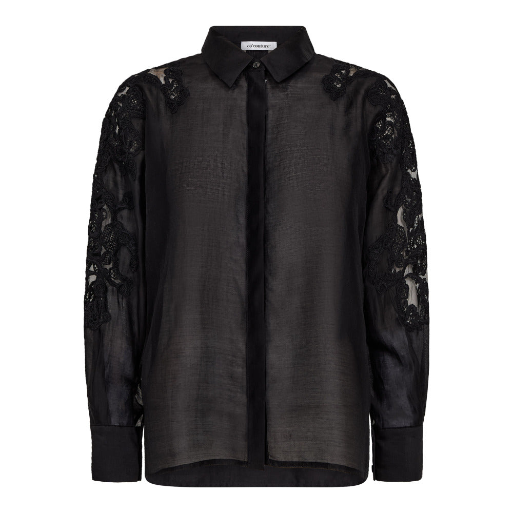 Bluse-Co'Couture-Kawa-Embroidery-Hemd-Langarm-Stick-Schwarz