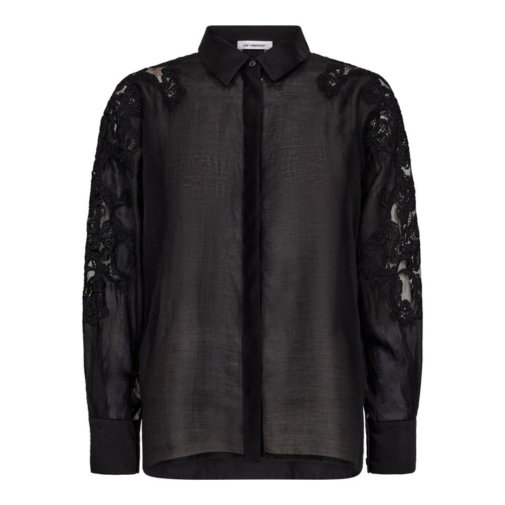 Bluse-Co'Couture-Kawa-Embroidery-Hemd-Langarm-Stick-Schwarz