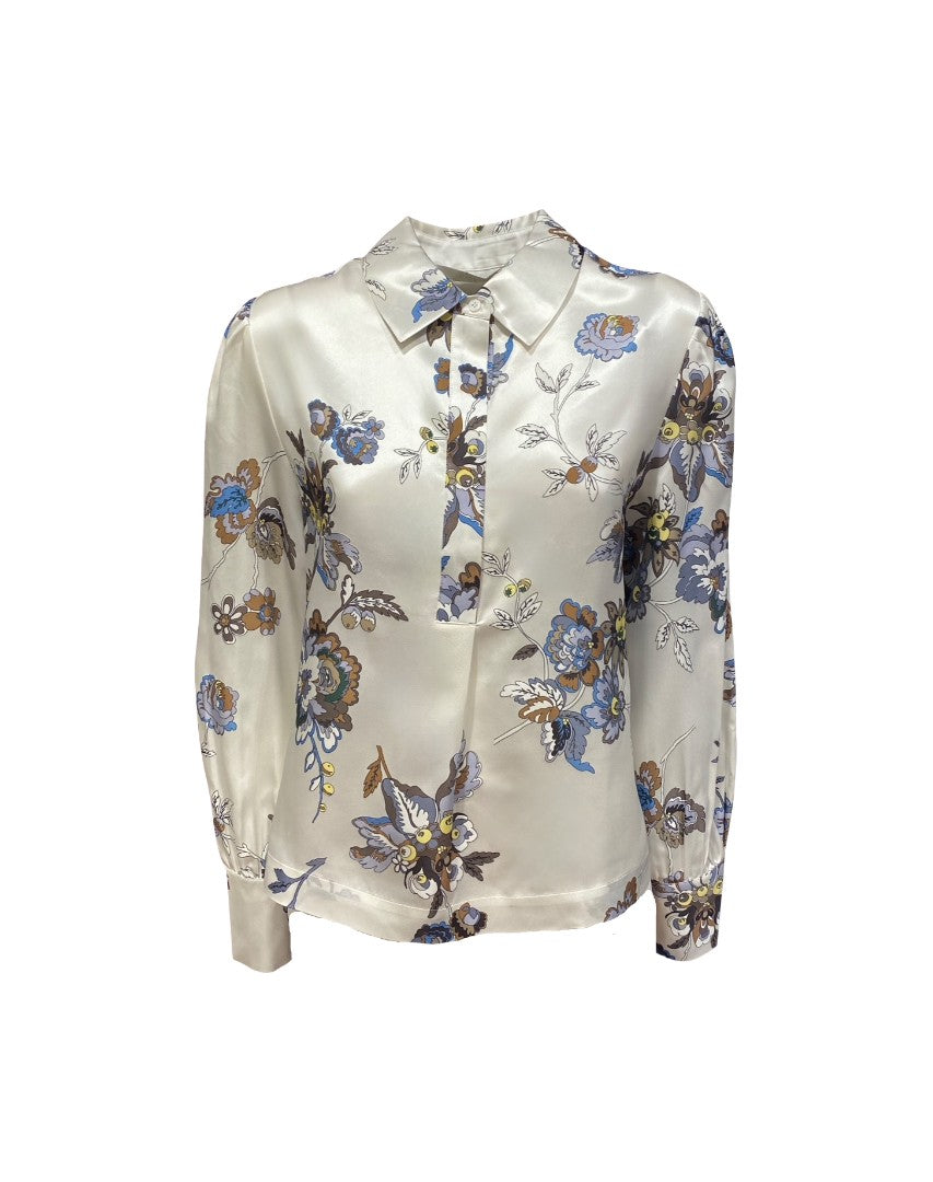 Bluse-Herzensangelegenheit-Hemd-Seide-Blumen-Muster-Blau-weiß-Creme