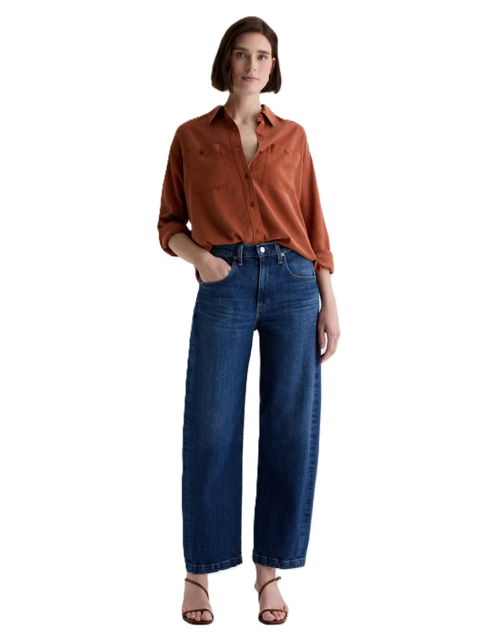 Jeans-AG-Hattie-High-Rise-Barrel-Hose-Stretch-blau