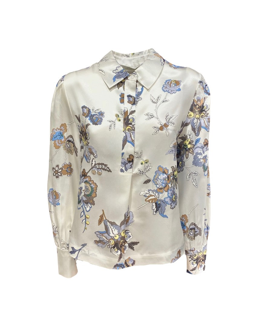 Bluse-Herzensangelegenheit-Hemd-Seide-Blumen-Muster-Blau-weiß-Creme