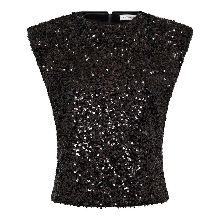Shirt-Co´Couture-RoslynCC Sequin Top-schwarz-pailletten-schulterpolster