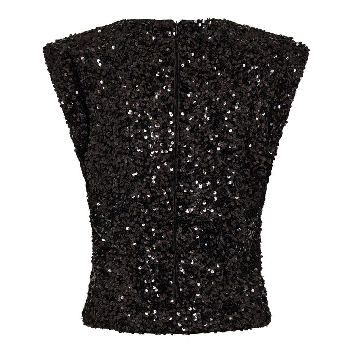 Shirt-Co´Couture-RoslynCC Sequin Top-schwarz-pailletten-schulterpolster
