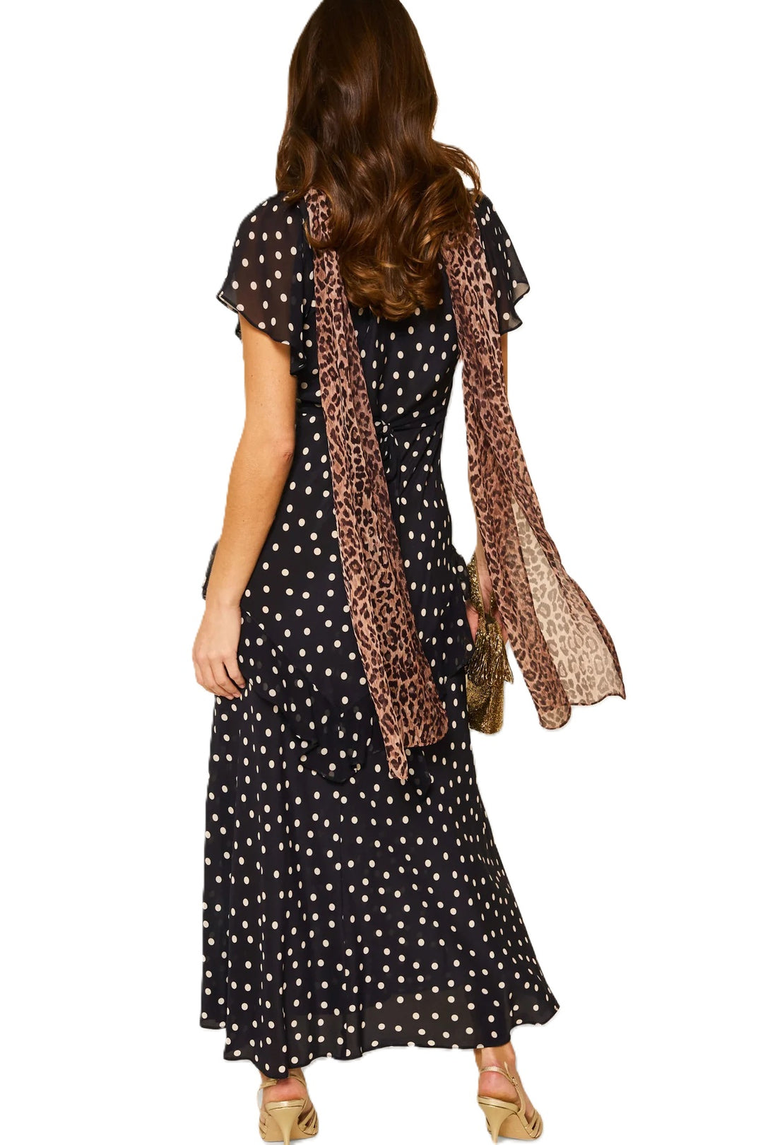 Kleid-Rixo-Evie-Empire-Taillie-Punkte-Deep-Navy-Dunkelblau