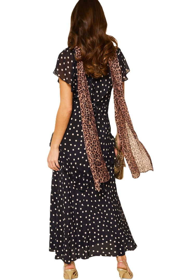 Kleid-Rixo-Evie-Empire-Taillie-Punkte-Deep-Navy-Dunkelblau