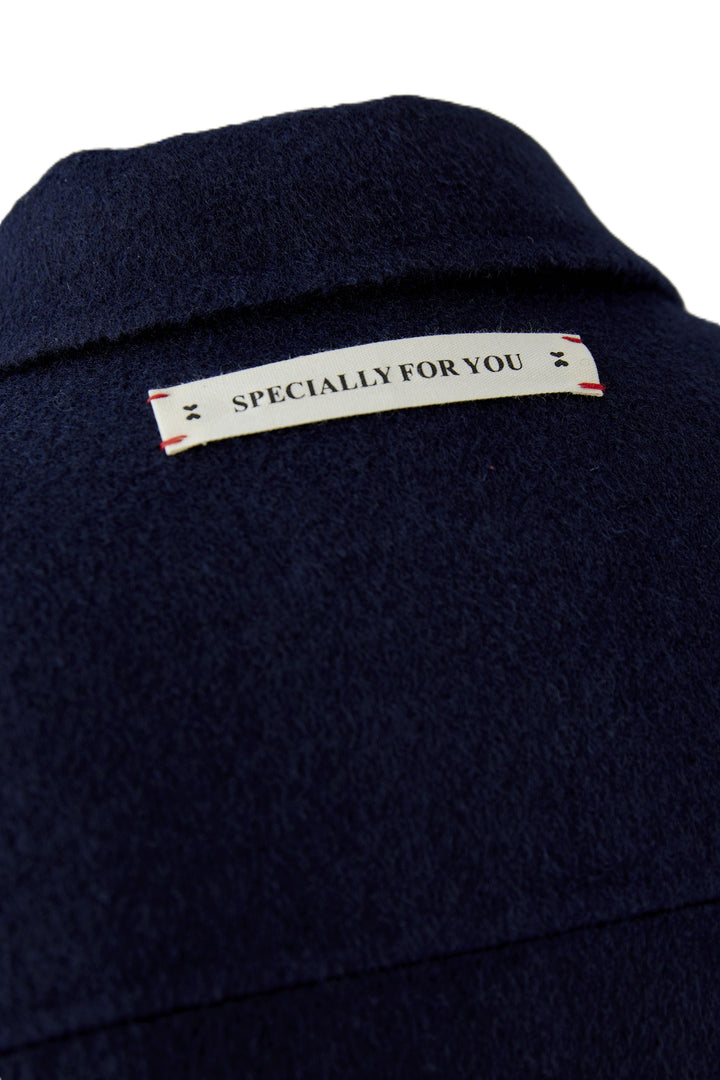 Jacke-Oui-Weite-Ärmel-Hemdkragen-Brusttaschen-dunkelblau-blau