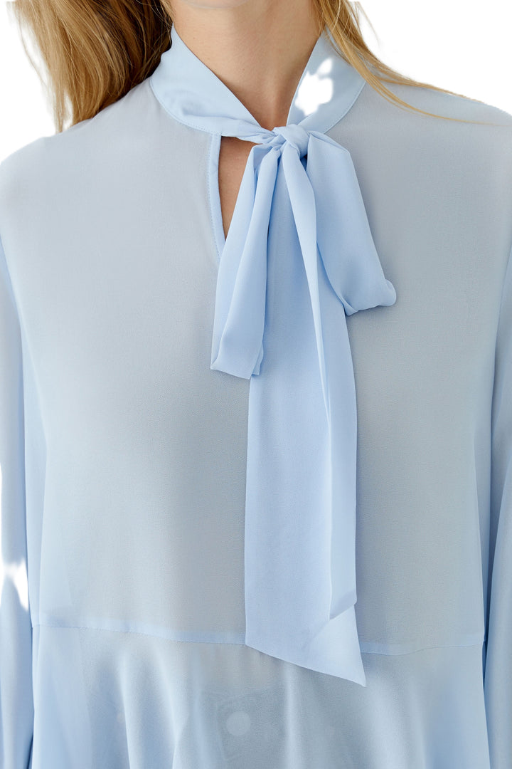 Bluse-Oui-Rueschen-weit-kastig-Schluppe-blau