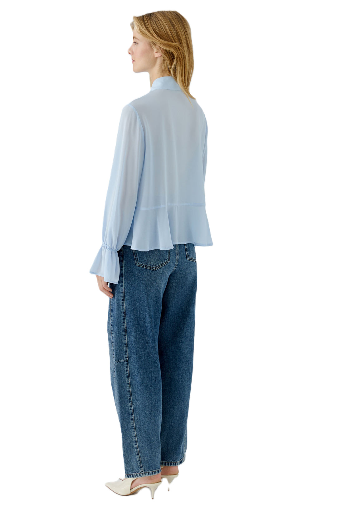 Bluse-Oui-Rueschen-weit-kastig-Schluppe-blau