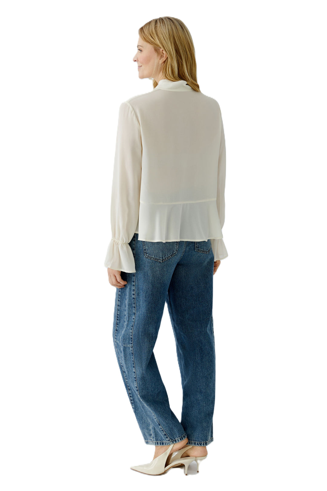 Bluse-Oui-Rueschen-weit-kastig-Schluppe-ecru
