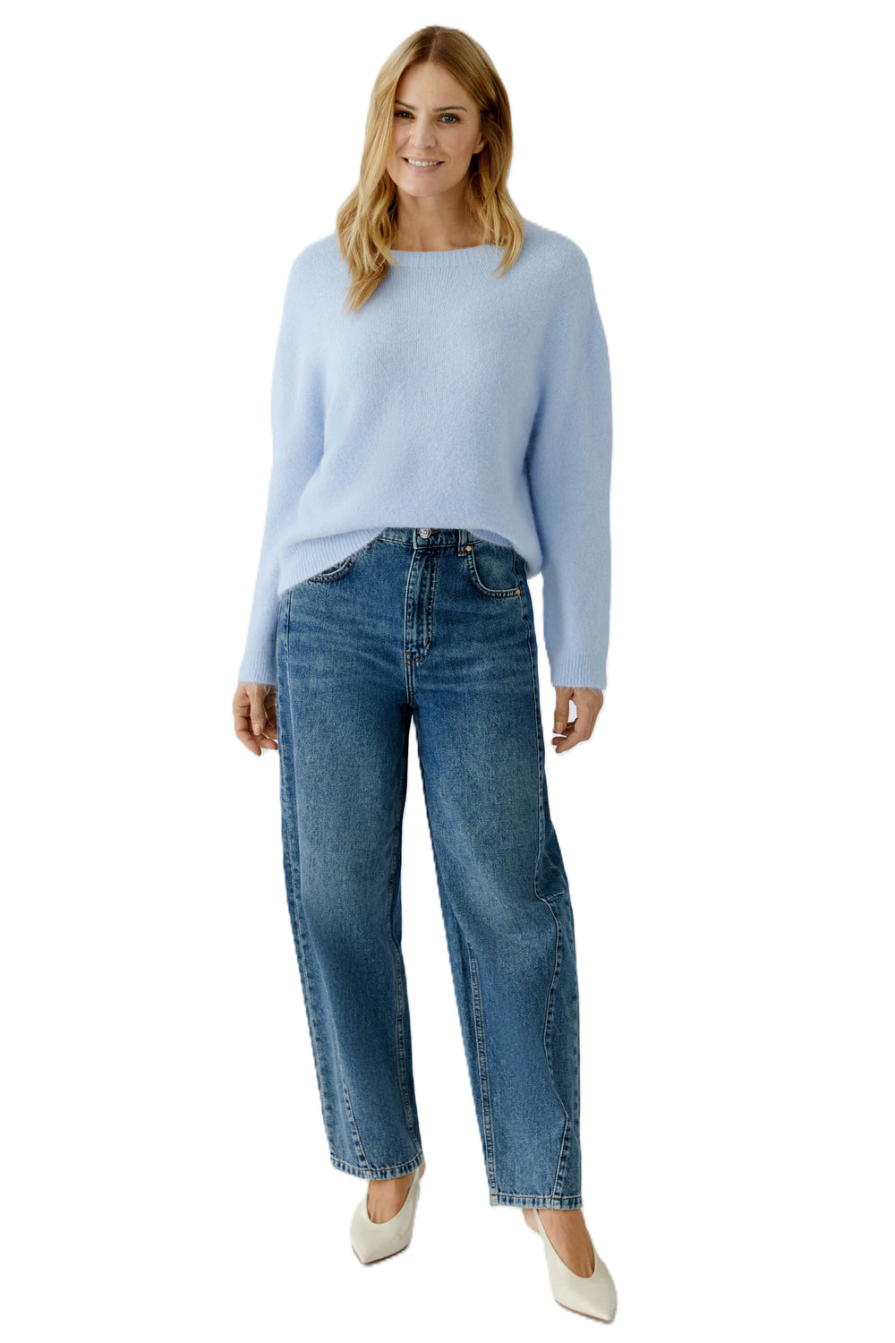 Pullover-Oui-hellblau-haarig-kurz-gerade