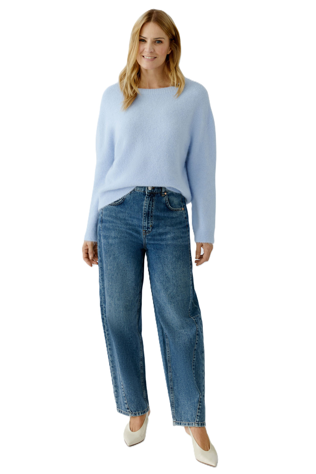 Pullover-Oui-hellblau-haarig-kurz-gerade