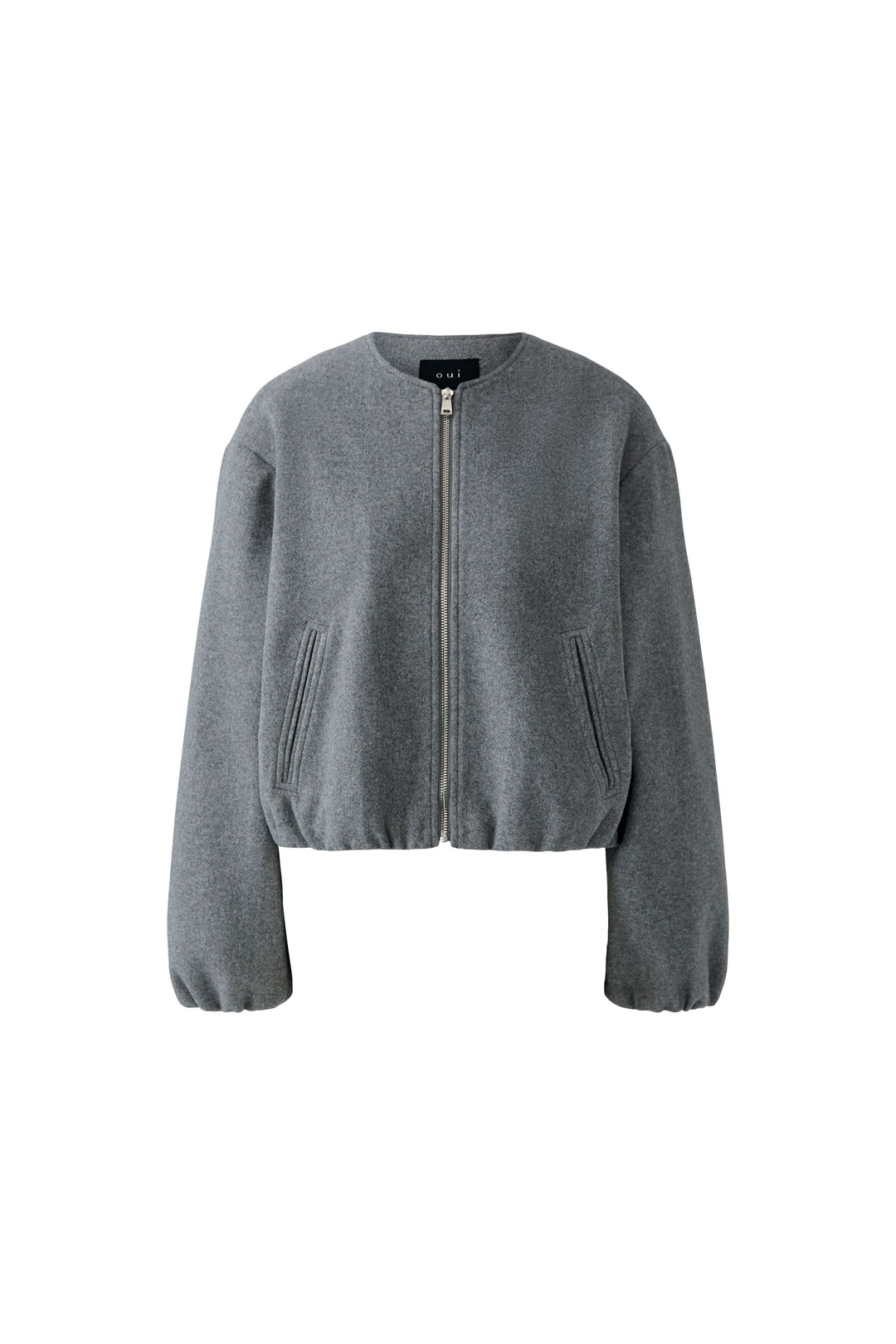 Jacke-Oui-Reißverschluss-Cropped-grau
