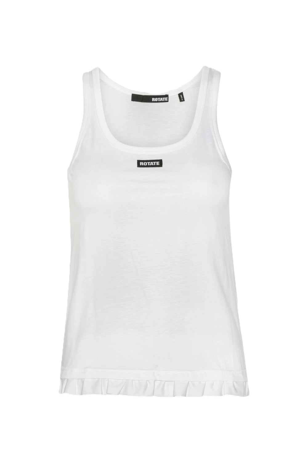 Top-Rotate-Tanktop-Rüschensaum-Ärmellos-ROTATE-Logo-weiß