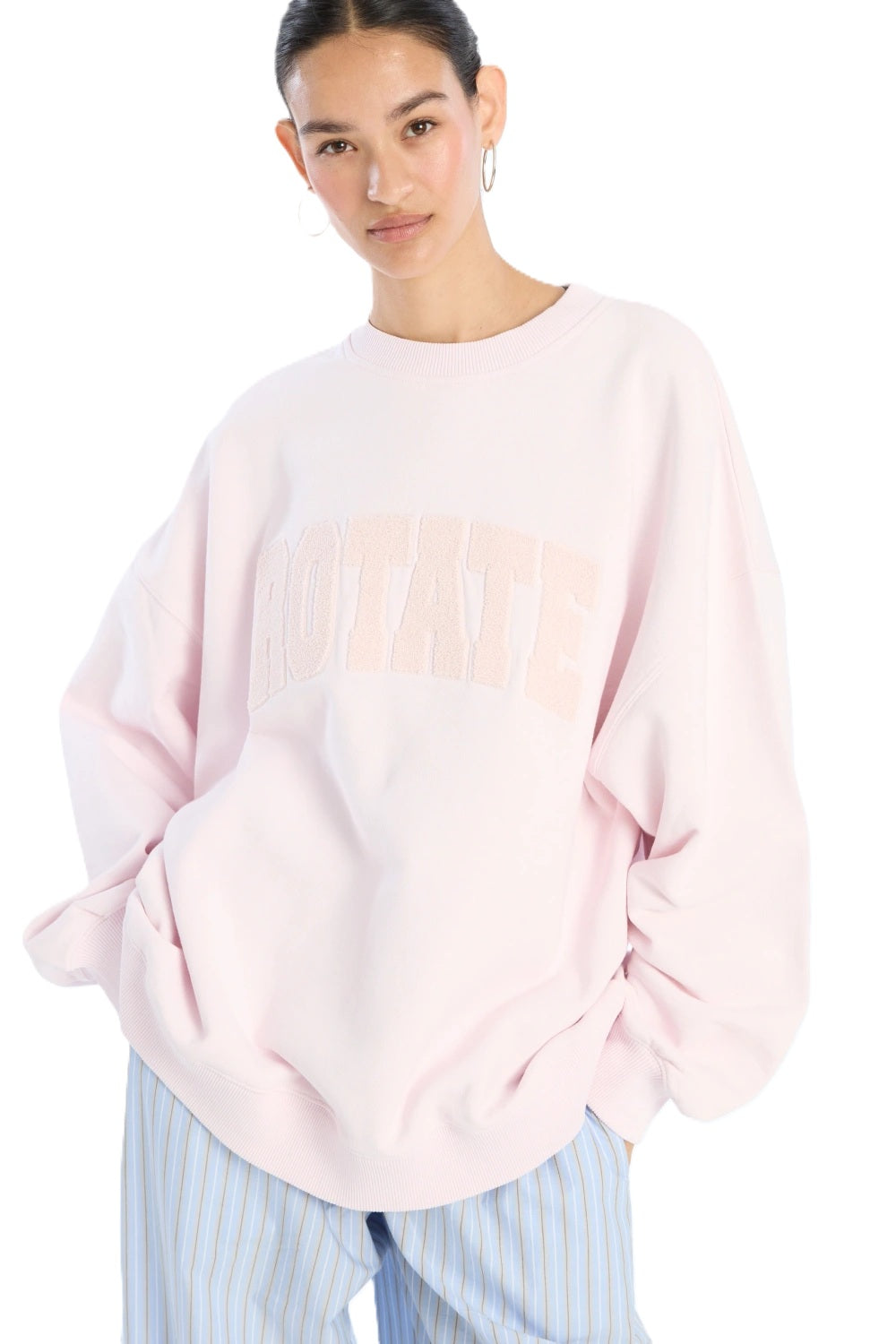 Sweatshirt-Rotate-Pullover-Oversized-Rundhalsausschnitt-ROTATE-Logo-rosa-pink