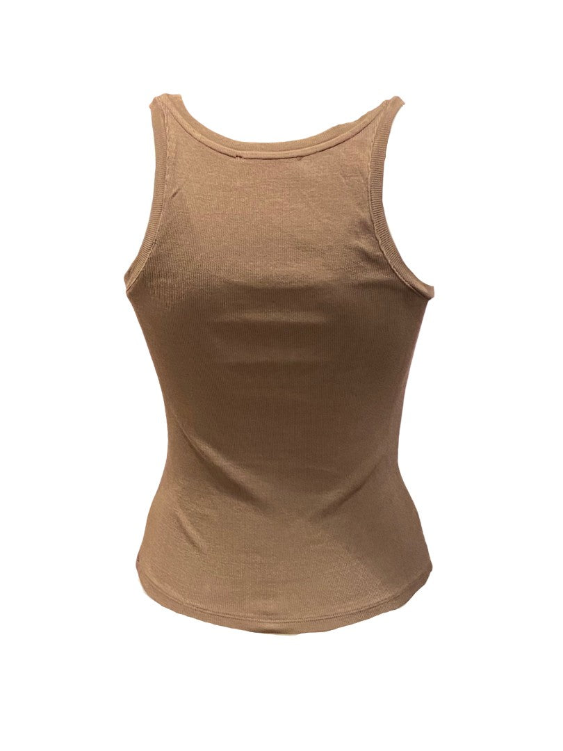 Top-Rotate-Tanktop-Körpernahe-Passform-ROTATE-Logo-braun