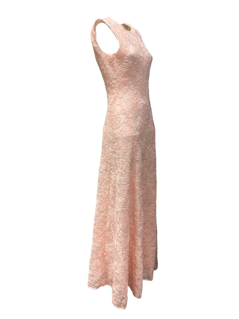Kleid-Rotate-Maxikleid-Ärmellos-
Mesh-Blumenoptik-pink-rosa