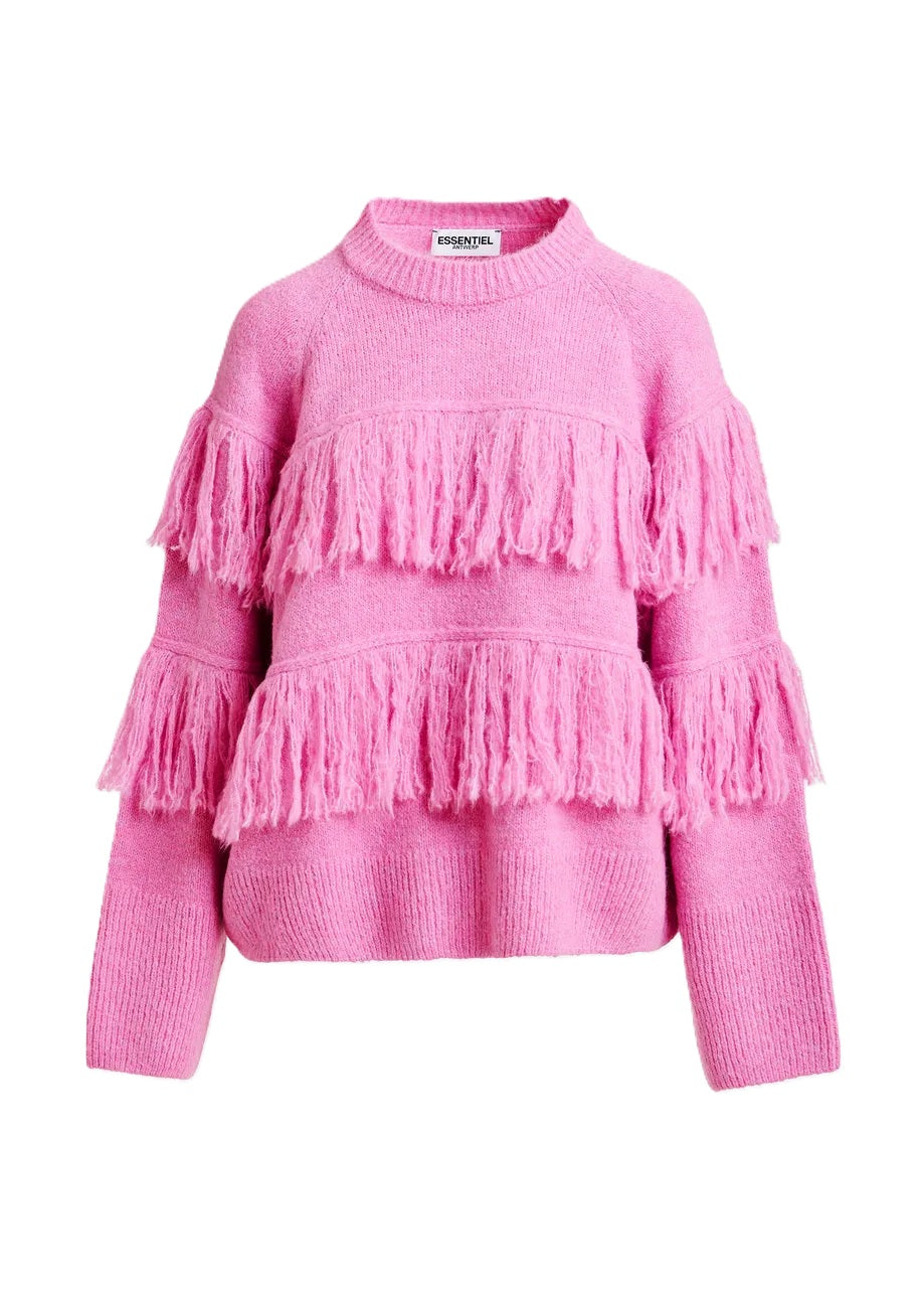 Pullover-Essentiel Antwerp-Johns-Fransen-pink-rosa