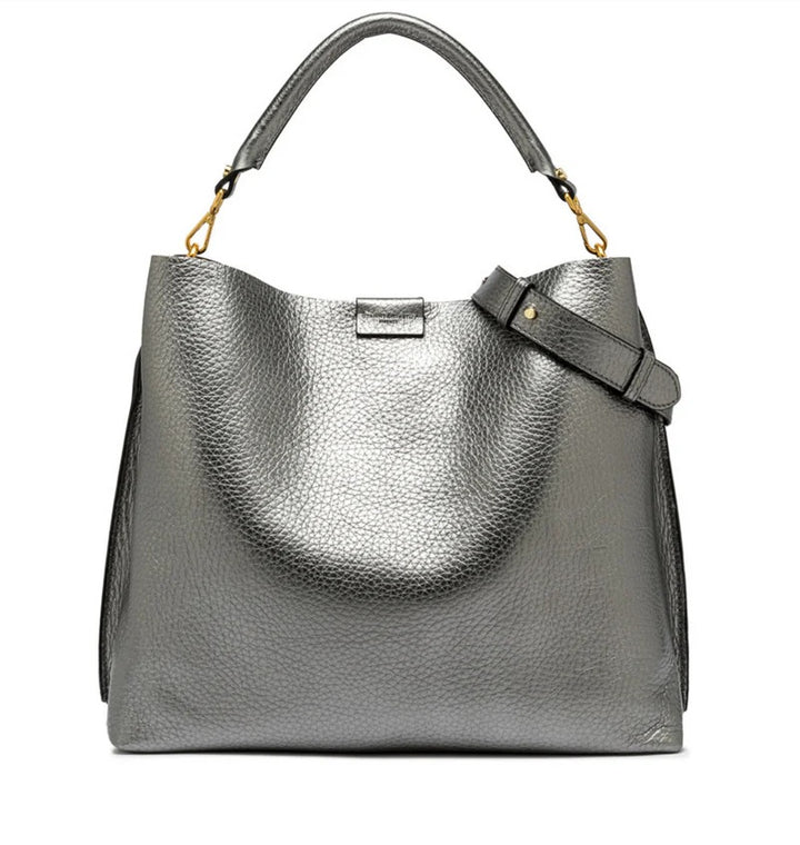 Tasche-Gianni-Chiarini-ARETHA-Doppeltes Leder-Maxi-Narbung-silber