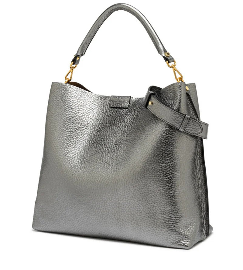 Tasche-Gianni-Chiarini-ARETHA-Doppeltes Leder-Maxi-Narbung-silber
