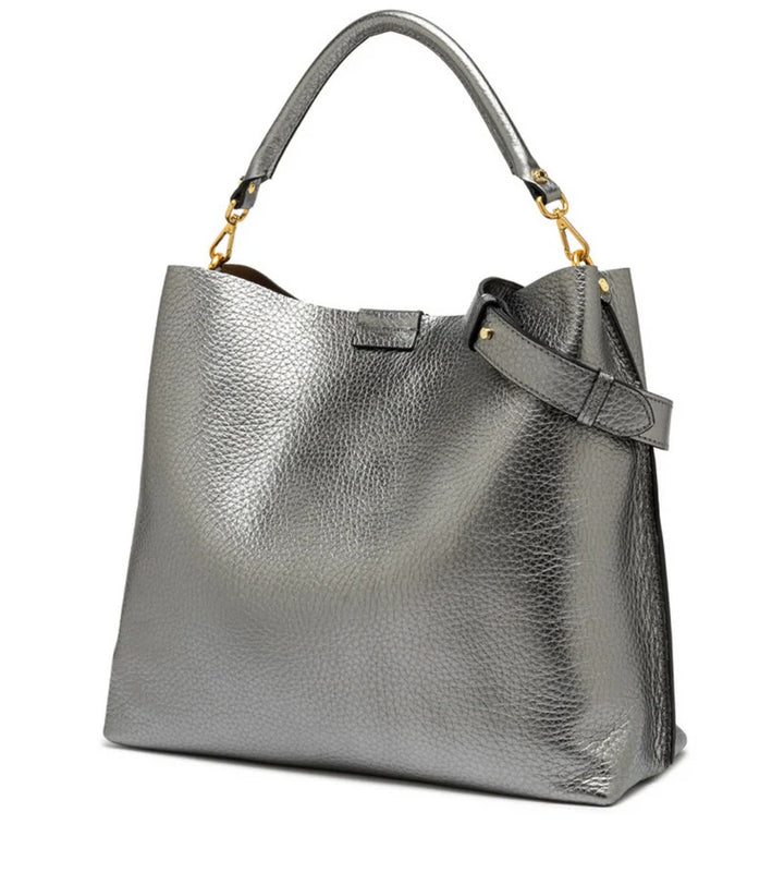 Tasche-Gianni-Chiarini-ARETHA-Doppeltes Leder-Maxi-Narbung-silber