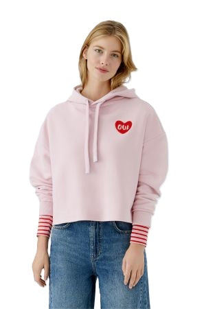 Sweatshirt-Oui-Rosa-Kapuze-Herzlogo