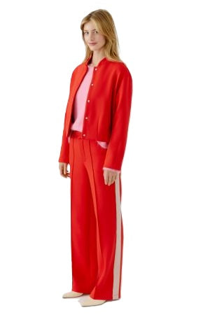 Hose-Oui-gerade-rot-Gallonstreifen-pinker Streifen 