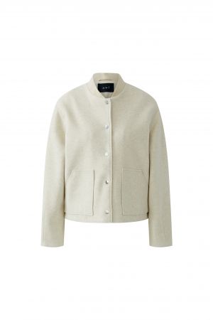 Jacke-Oui-Bomberjacke-Wolloptik-beige-silberne Knoepfe