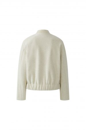 Jacke-Oui-Bomberjacke-Wolloptik-beige-silberne Knoepfe