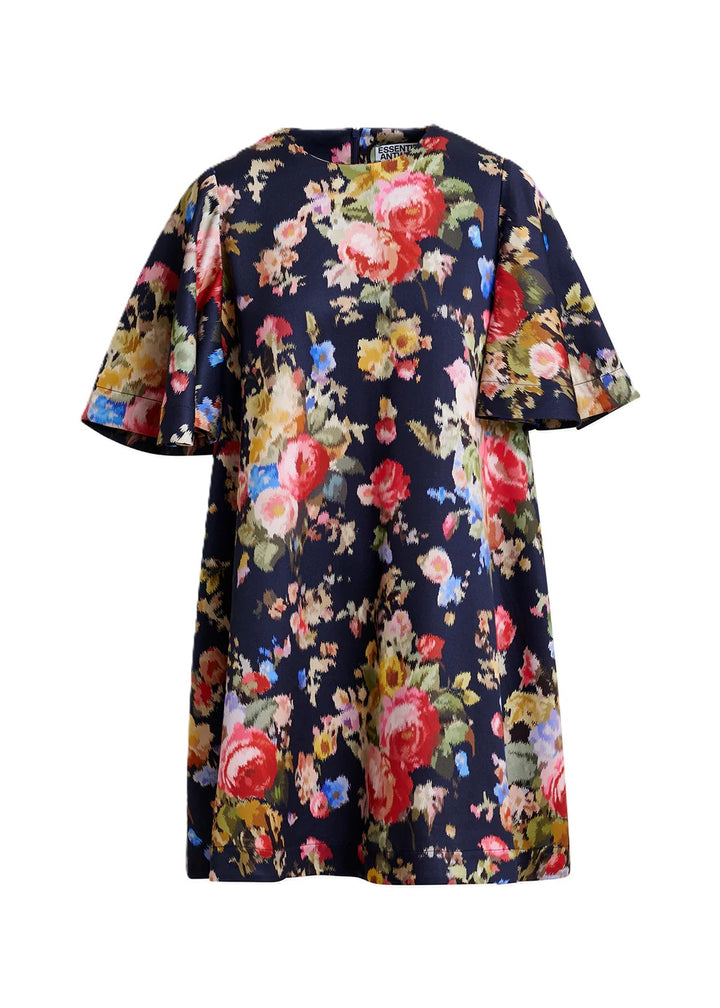 Kleid-Essentiel Antwerp-Jamie-Minikleid-weit-florales-Muster-dunkelblau