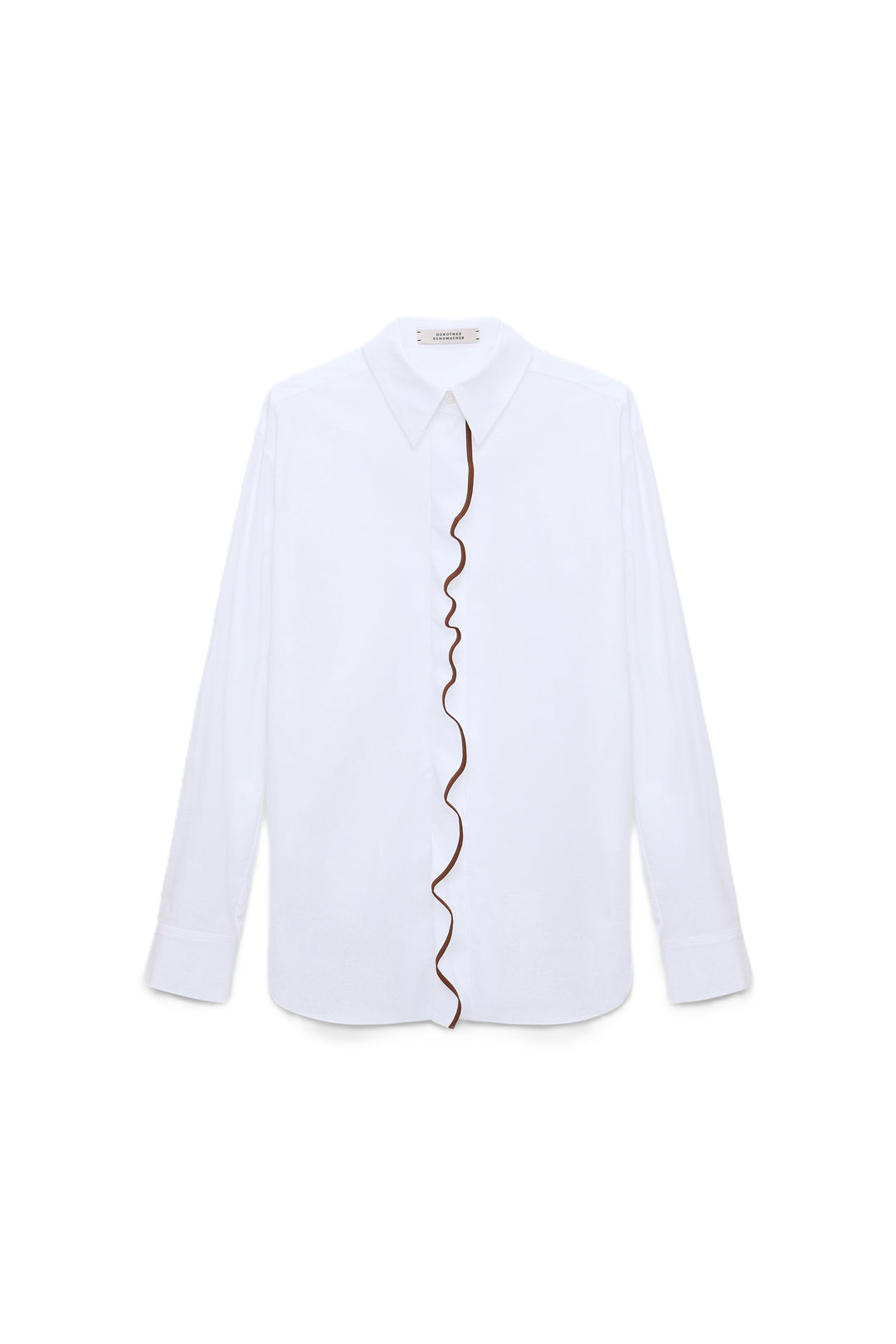 Bluse-Dorothee Schumacher-PURE POWER blouse-weiß/braun-Ruesche-Volants