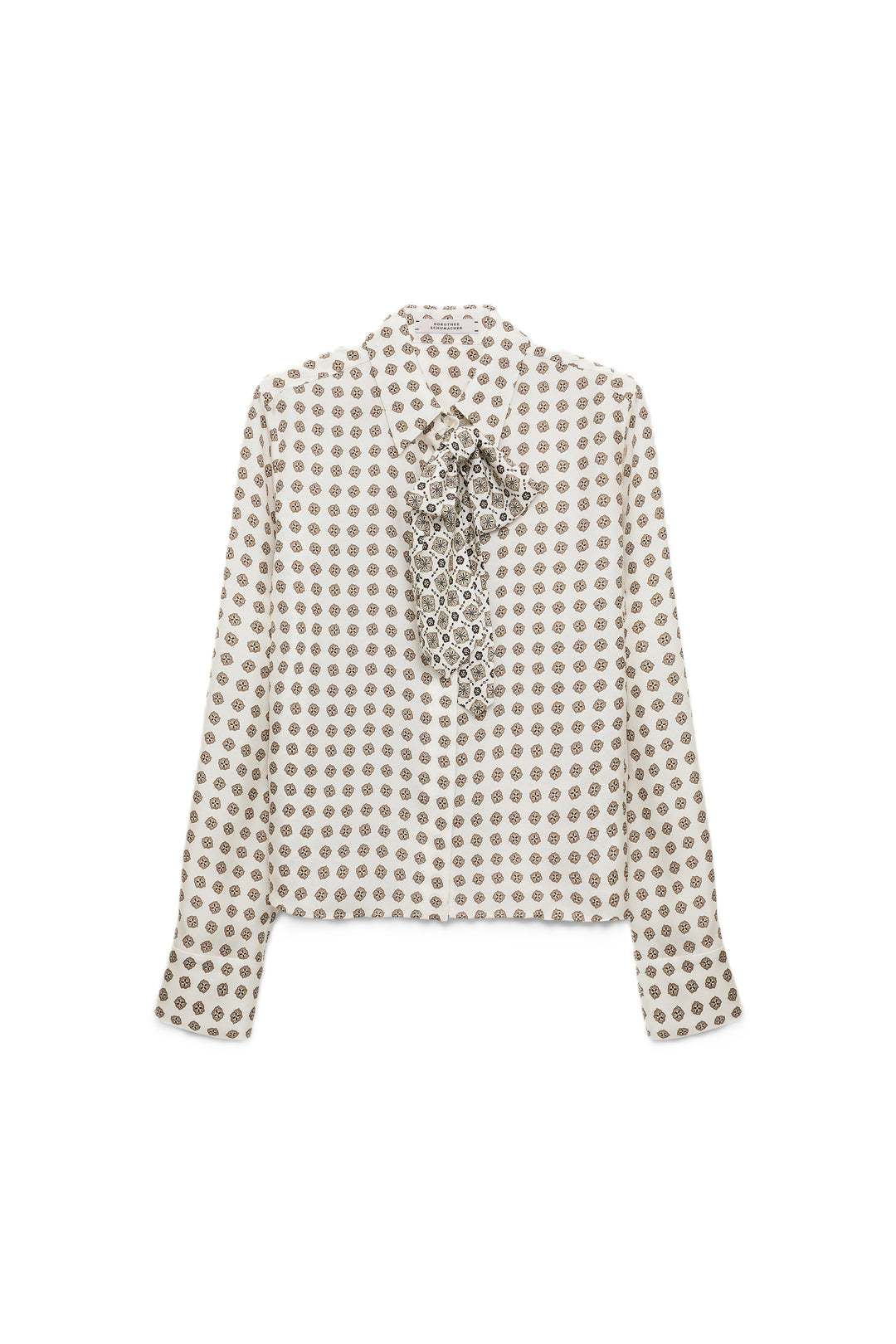 Bluse-Dorothee Schumacher-GRAPHIC DREAMS blouse-Schluppenbluse-gemustert-braun-weiß