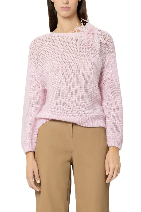 Brosche-Luisa-Cerano-Straußen-Feder-rosa-pink