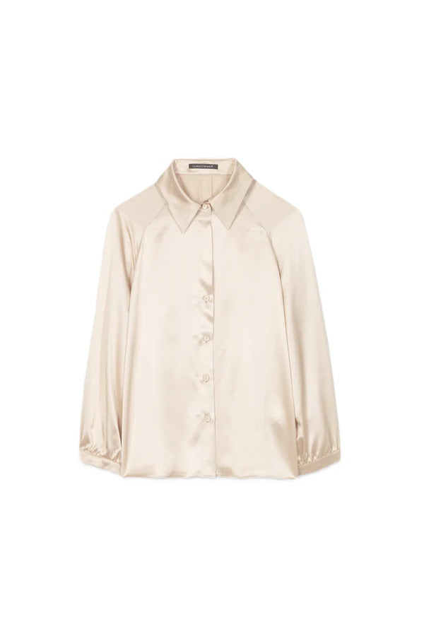 Bluse-Luisa-Cerano-Seide-Hemdkragen-Knöpfe-camel-beige-gold