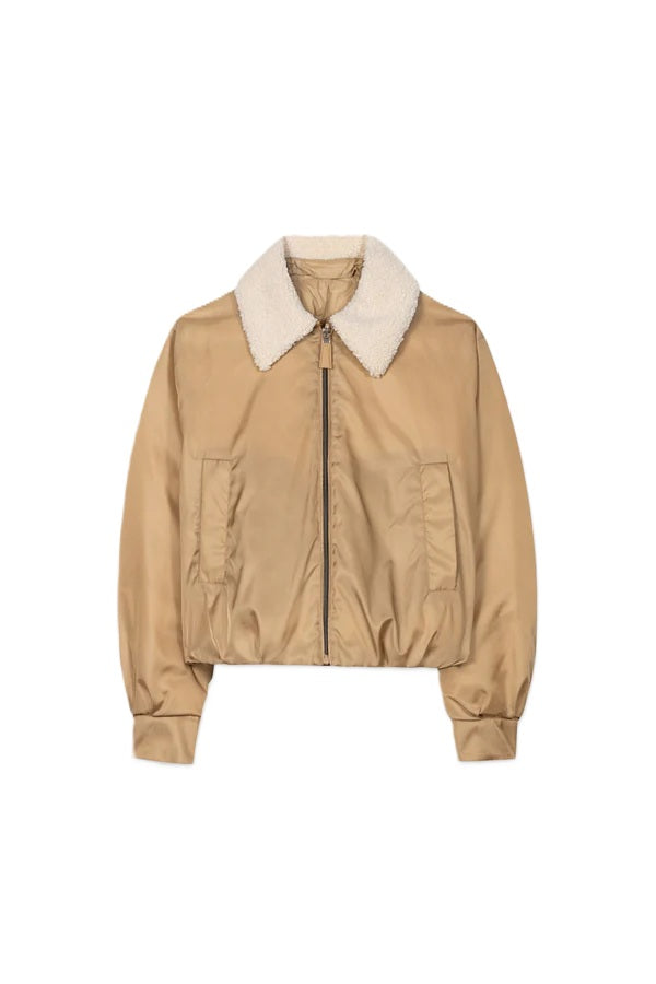 Daunenjacke-Luisa-Cerano-Wendbar-Stepp-Webpelzkragen-Frontreißverschluss-camel-beige