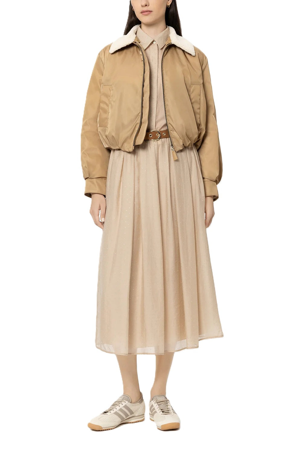 Daunenjacke-Luisa-Cerano-Wendbar-Stepp-Webpelzkragen-Frontreißverschluss-camel-beige