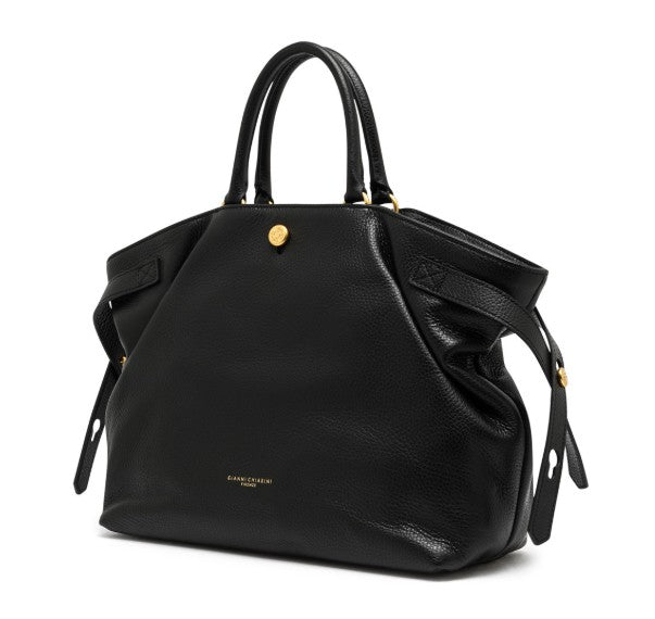 Tasche-Gianni-Chiarini-CLAUDETTE-Echtleder-nero-schwarz-verstellbaren-Trageriemen-Gold