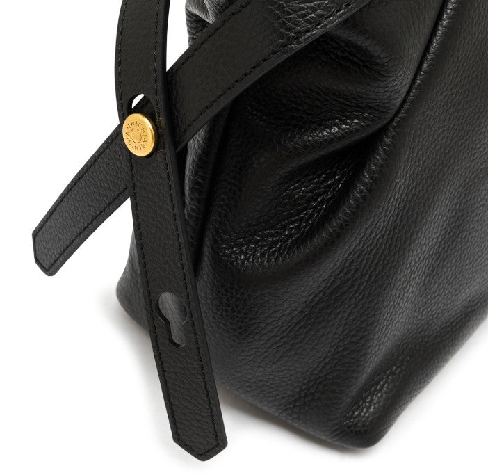 Tasche-Gianni-Chiarini-CLAUDETTE-Echtleder-nero-schwarz-verstellbaren-Trageriemen-Gold