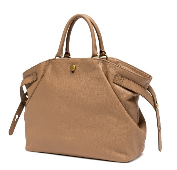 Tasche-Gianni-Chiarini-CLAUDETTE-Echtleder-clay-braun-verstellbaren-Trageriemen-Gold