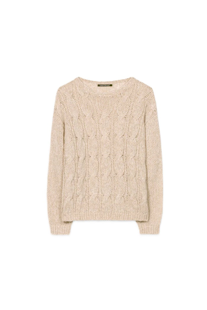 Pullover-Luisa Cerano-beige-Cable Zopfmuster 