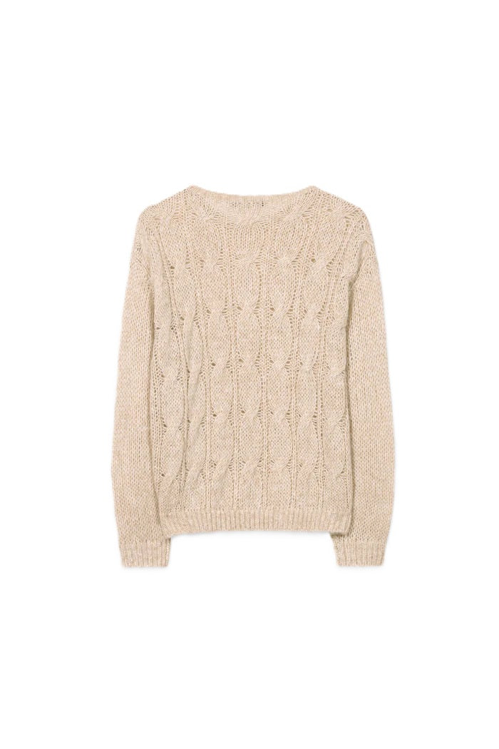 Pullover-Luisa Cerano-beige-Cable Zopfmuster 