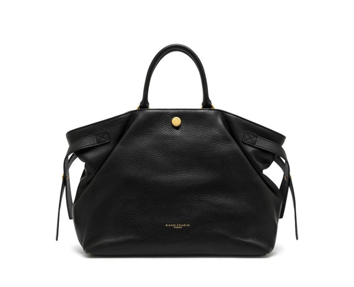 Tasche-Gianni-Chiarini-CLAUDETTE-Echtleder-nero-schwarz-verstellbaren-Trageriemen-Gold