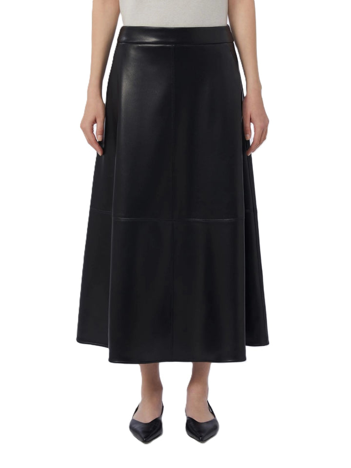 Rock-S Max Mara-SMMNINFA-lang-Leder-Tellerrock-schwarz