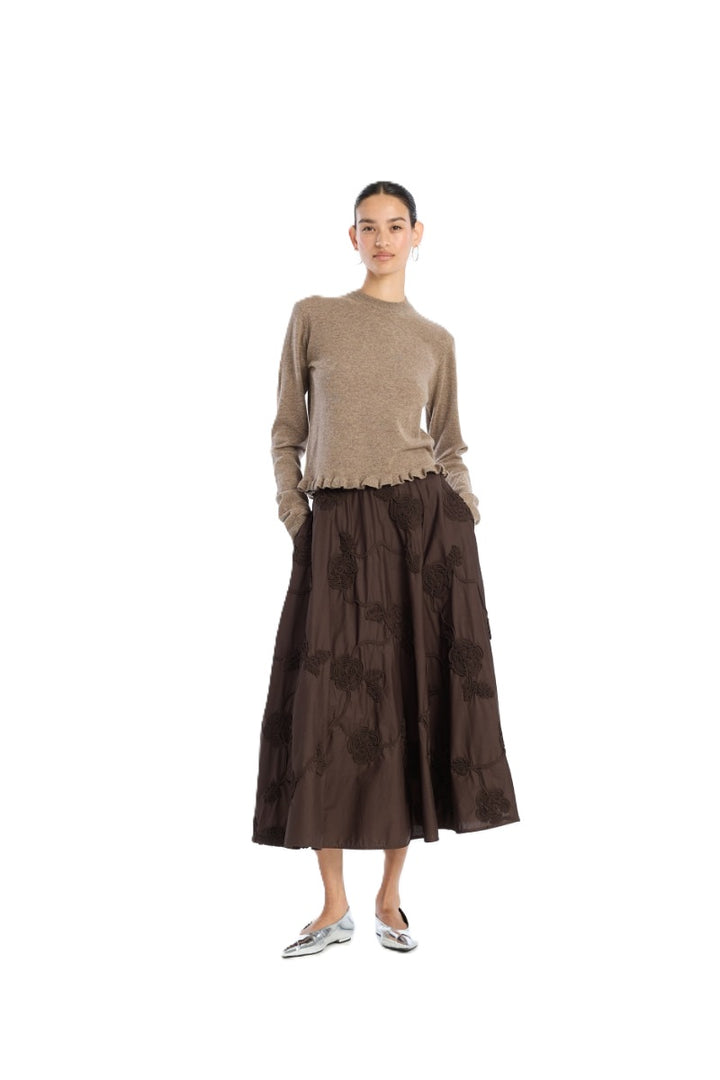 Rock-Rotate-Maxirock-Blumenmuster-lang-braun