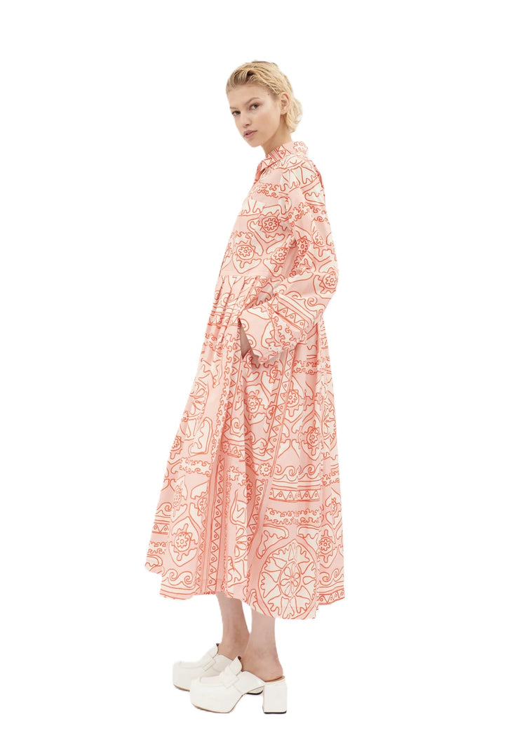 Kleid-Odeeh-print-weit-lang-Kragen-Brusttaschen-Taschen-Knopfleiste