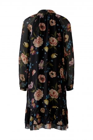 Kleid-Oui-Blumen-Schluppe-transparente Aermel-knielang 