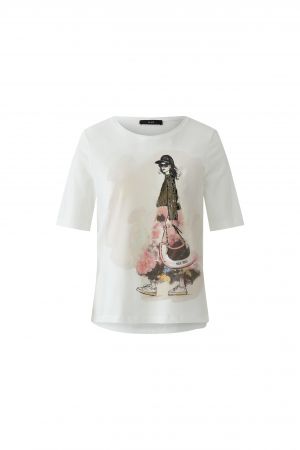 T-Shirt-Oui-weiß-Print-Pailletten-halbarm