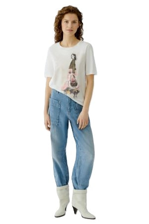 T-Shirt-Oui-weiß-Print-Pailletten-halbarm