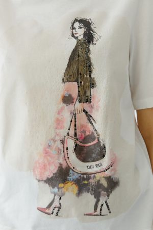 T-Shirt-Oui-weiß-Print-Pailletten-halbarm