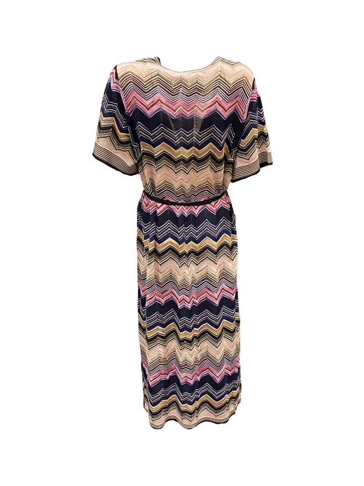 Kleid-Oui-Missonistyle-Zick-Zack-Muster-Taillienband-mittellang-pink-beige-bunt